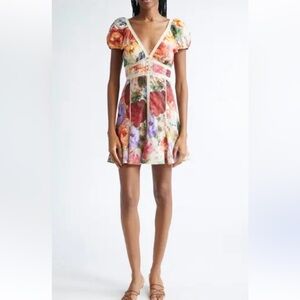 Alice + Olivia Rose Print Mini Dress